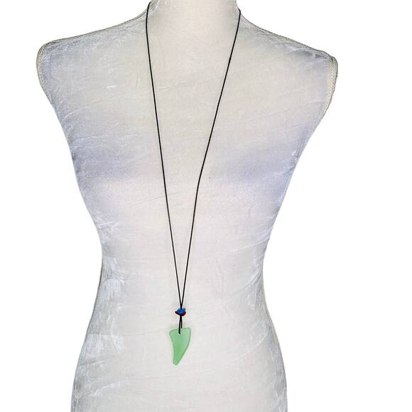 Seaglass Necklace Green Blue Red Rope Rincon Puerto Rico Adjustable - Picture 1 of 10